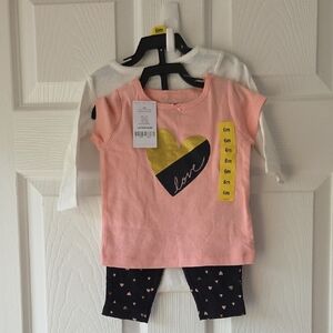 Carter's Baby Girl Set 3pc Hearts Valentines NWT Pink, Gold
